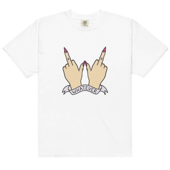 Handmade Custom Light Skin Tone WHATEVER Funny Joke Short Sleeve T-Shirt - Picture 1 of 9